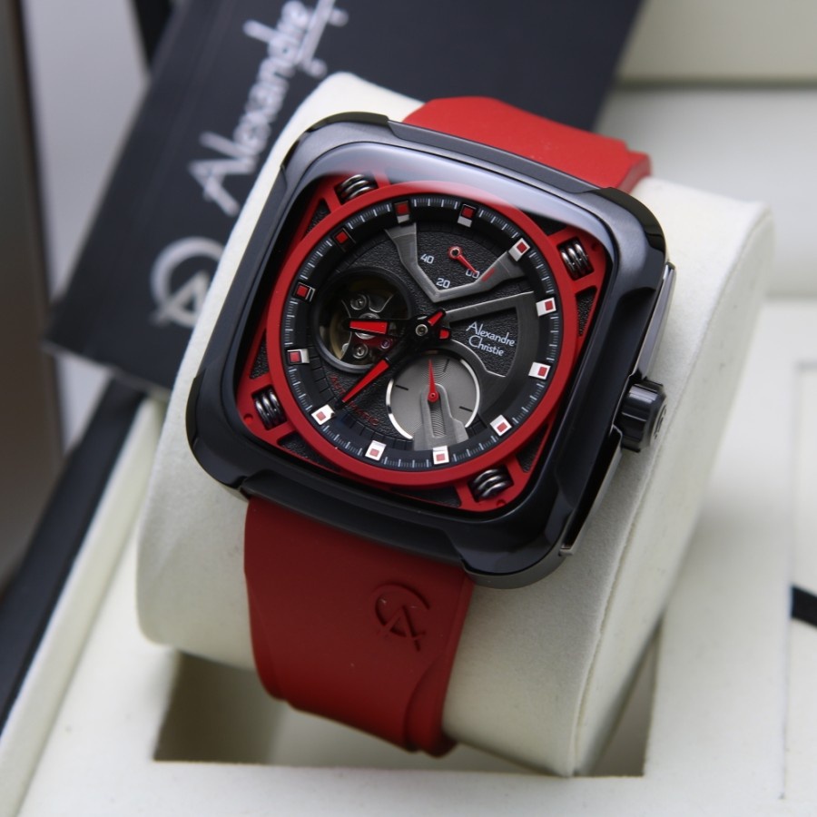 JAM TANGAN PRIA ALEXANDRE CHRISTIE AC 6577 AUTOMATIC RUBBER ORIGINAL GARANSI RESMI  1 TAHUN