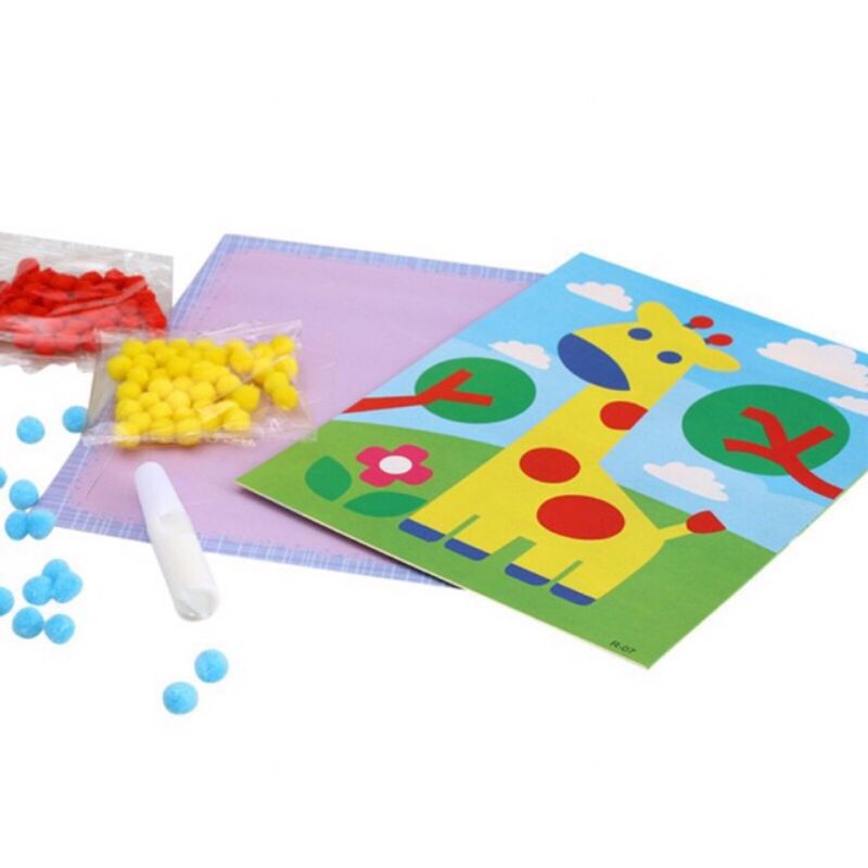 DIY Pompom Painting Mainan Prakarya Anak Menempel Pom Pom Lukisan Mainan Tempel Pom Pom