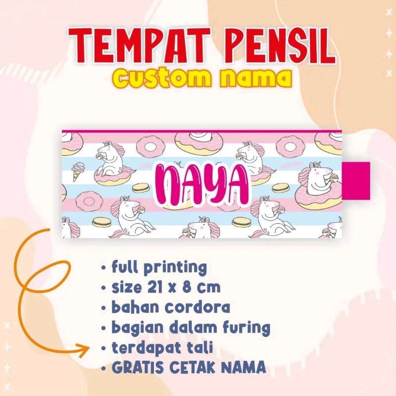 Tempat Pensil Custom Nama | souvenir ulang tahun anak