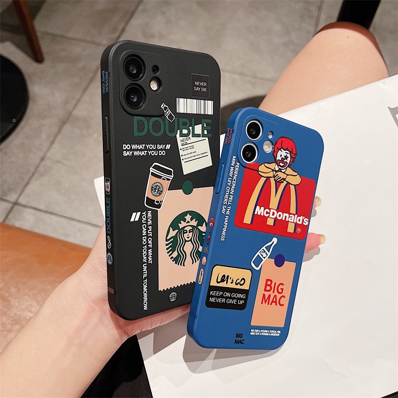 Soft case Bahan Silikon Desain Starbucks Mcdonald 's Untuk iphone 13 12 11 pro max X Xs max XR 7 8 plus Se 2020