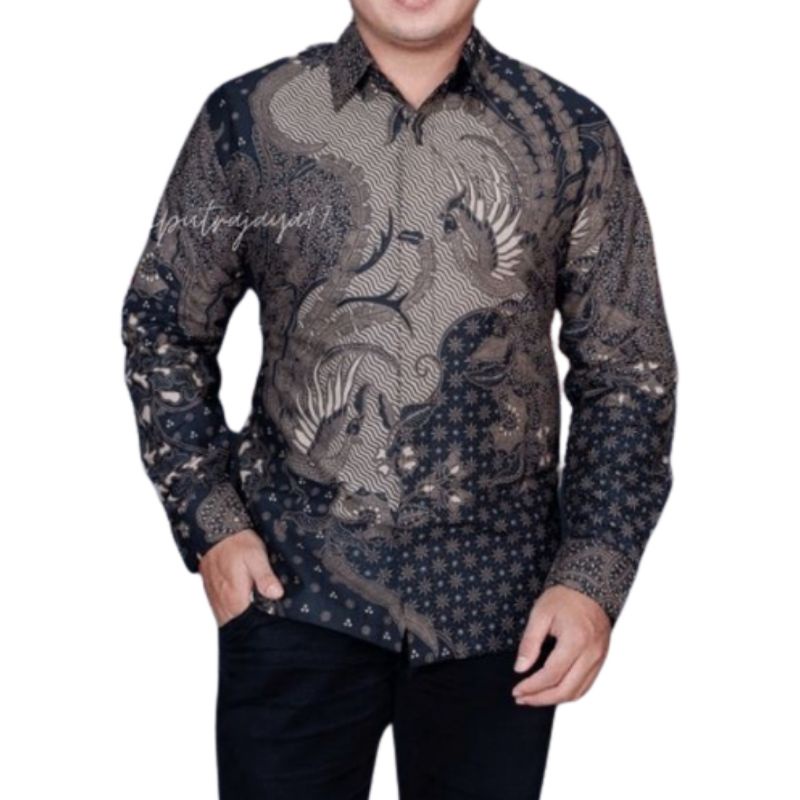 PHARSA Baju Batik Pria Lengan Panjang Furing Modern Premium  Kemeja Cowok keren Formal Kondangan Lamaran Acara Sekolah Kerja Kantor Kuliah Wisuda