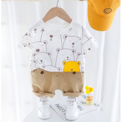 LittleAaron SET METRO POLAR BEAR EBV Setelan Kemeja Bayi Laki-laki Lengan Pendek