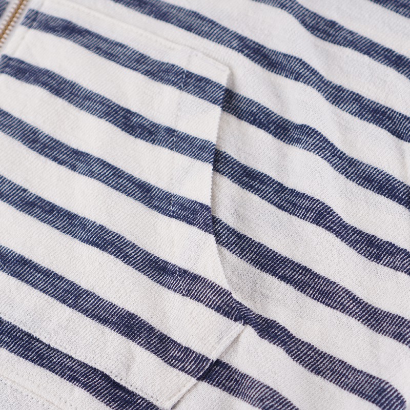 Hoodie wanita| Full zipper Slub Knit Relaxed Stripe-5