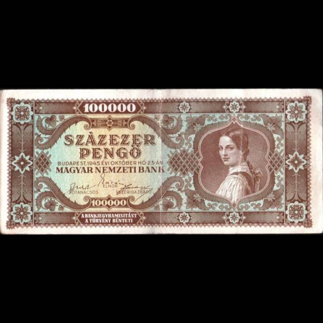 Uang Kuno Luar Atau Asing 100000 Pengo Hungaria Tahun 1945