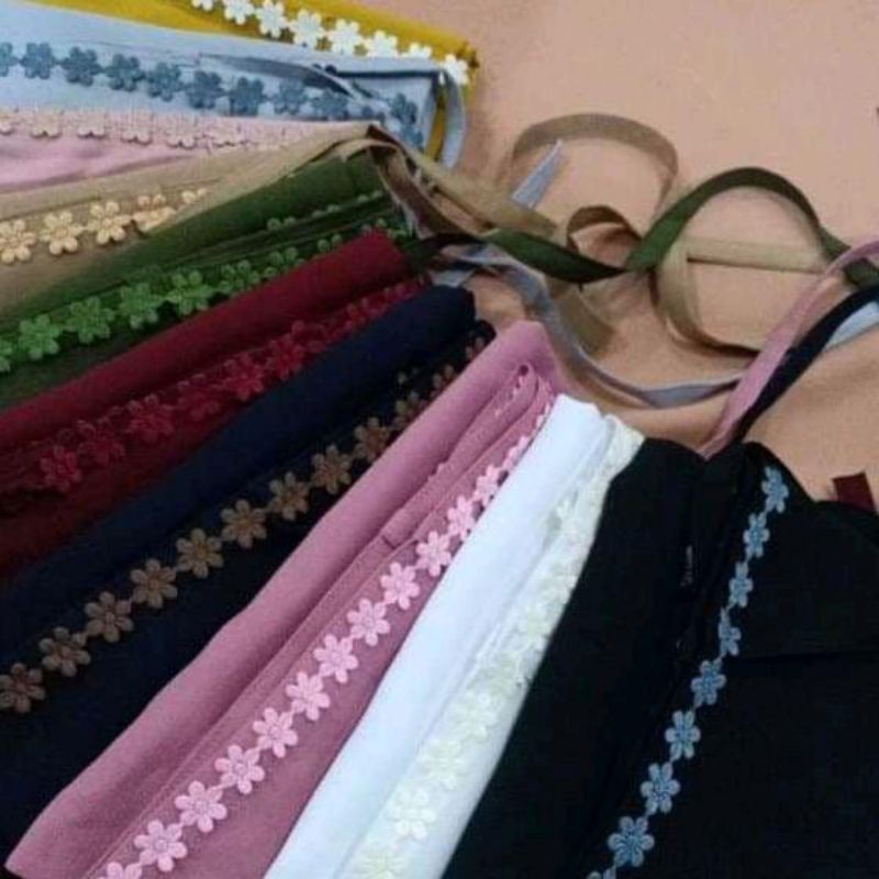 Kerudung Bergo Maryam Renda Melati bahan DIAMOND / Hijab Sehari-hari Geblus