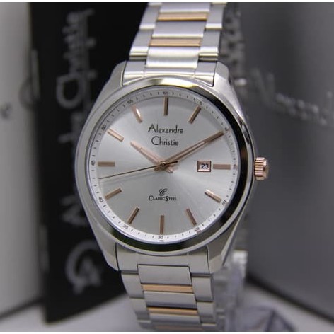 ALEXANDRE CHRISTIE 8591 PRIA ORIGINAL SILVER ROSEGOLD AC8591 AC 8591 JAM TANGAN COWOK ARLOJI COWOK