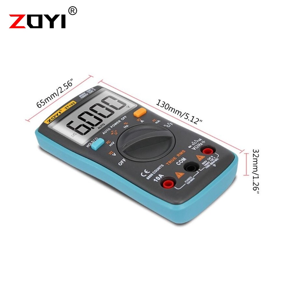 ZOYI ZT102 True RMS Avometer Digital AC DC Voltage Current Suhu Temperature Frequency Diode