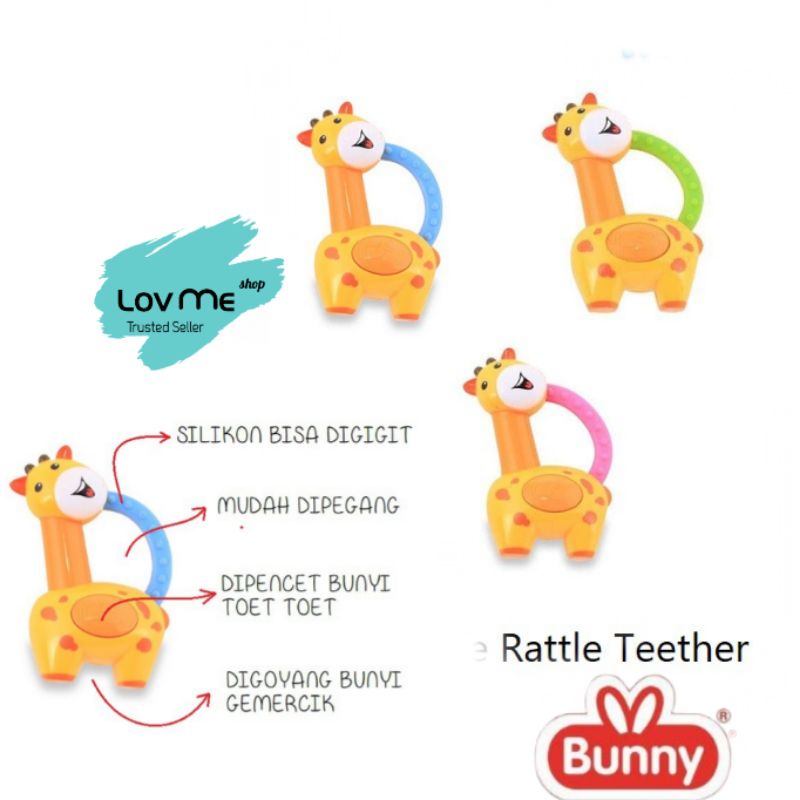 lov me❤Lusty Bunny Giraffe Rattle Teether DT 7104 Mainan Anak Bayi Gigitan Bisa Berbunyi- tulis keterangan motif varian