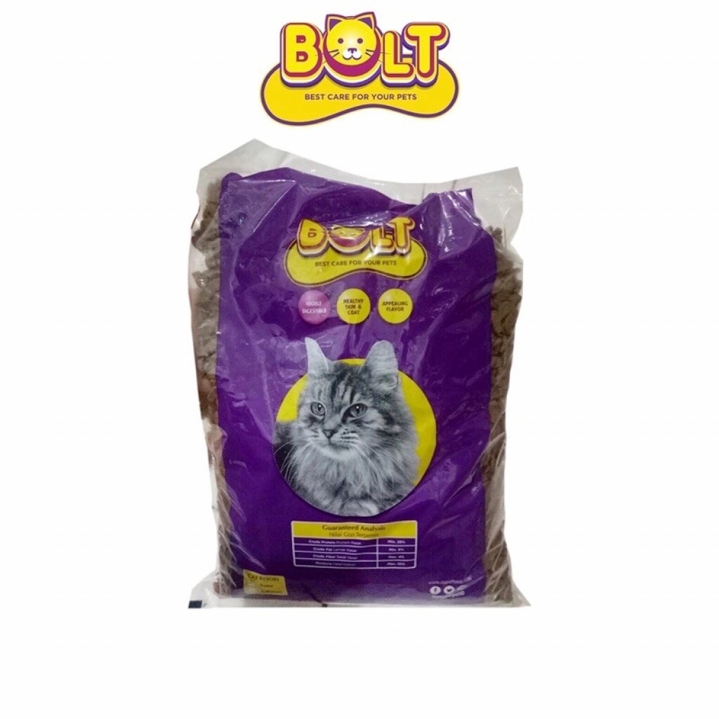 makanan kucing bolt - makanan kucing 1kg pakan kucing bolt