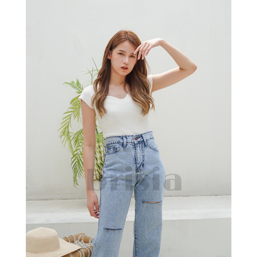 [SIZE 27-34] HYORIN Boyfriend Jeans (Slice Cut) Highwaist - 2 Colours