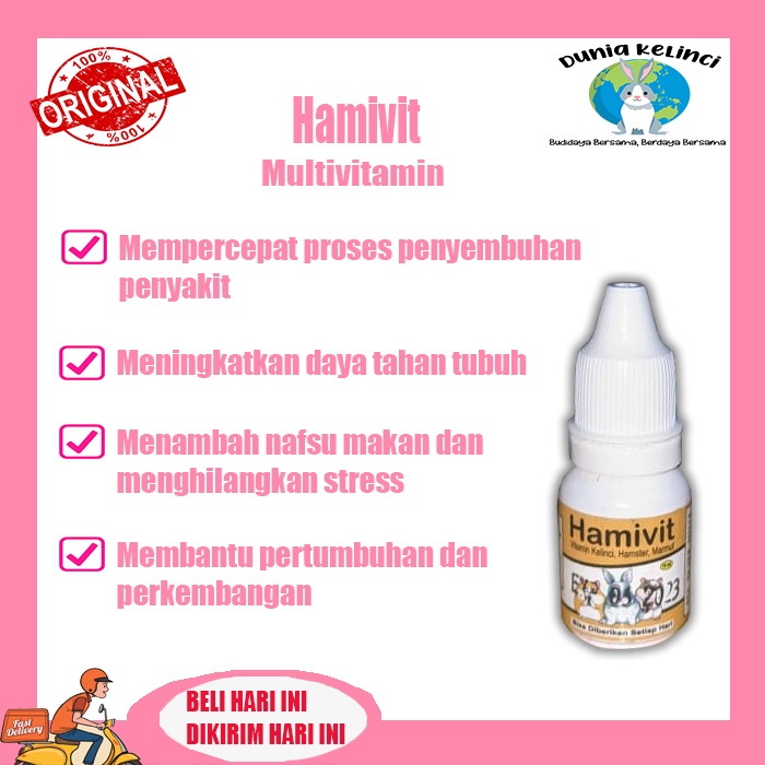 Obat Vitamin HAMIVIT Pertumbuhan Daya Tahan Tubuh Hamster Kelinci Marmut