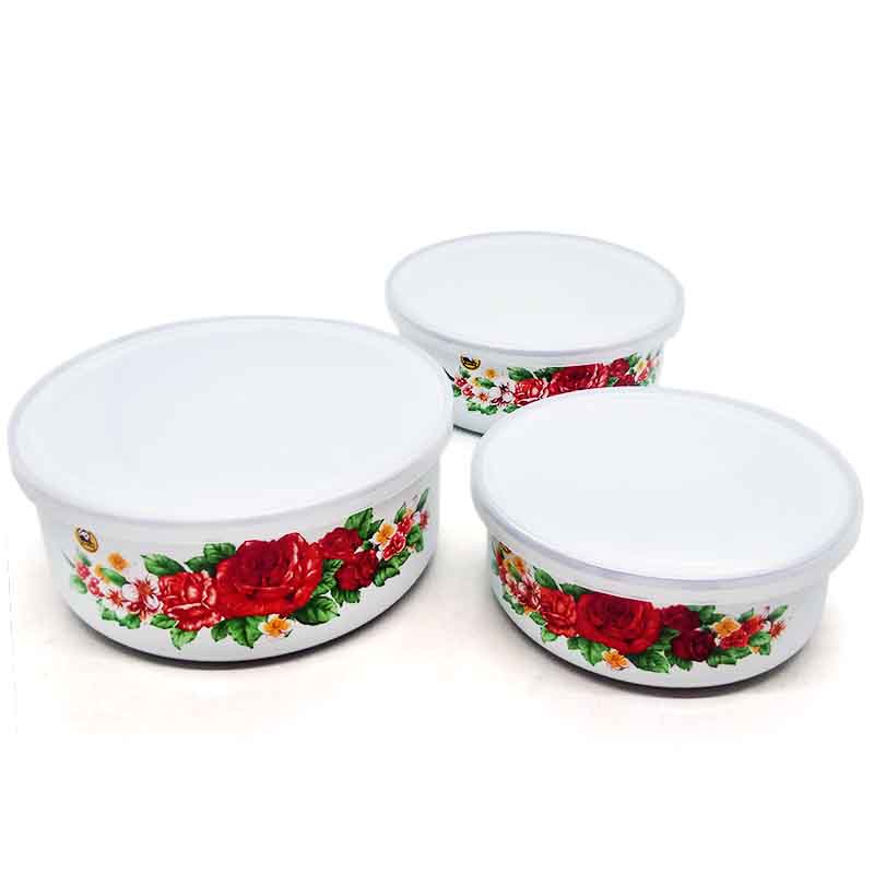 Mangkuk Maspion Mixing Bowl Susun 3 + Tutup Enamel