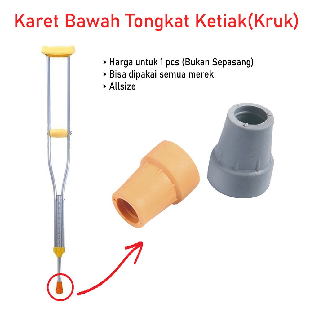 Karet Kaki Tongkat Ketiak Kruk Karet Bawah tongkat Ketiak (bawah)