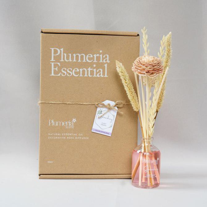 Plumeria Essential Oil Reed Diffuser - Senandung (Pengharum Ruangan) - Tanpa Stik Ulir Aringgasatria