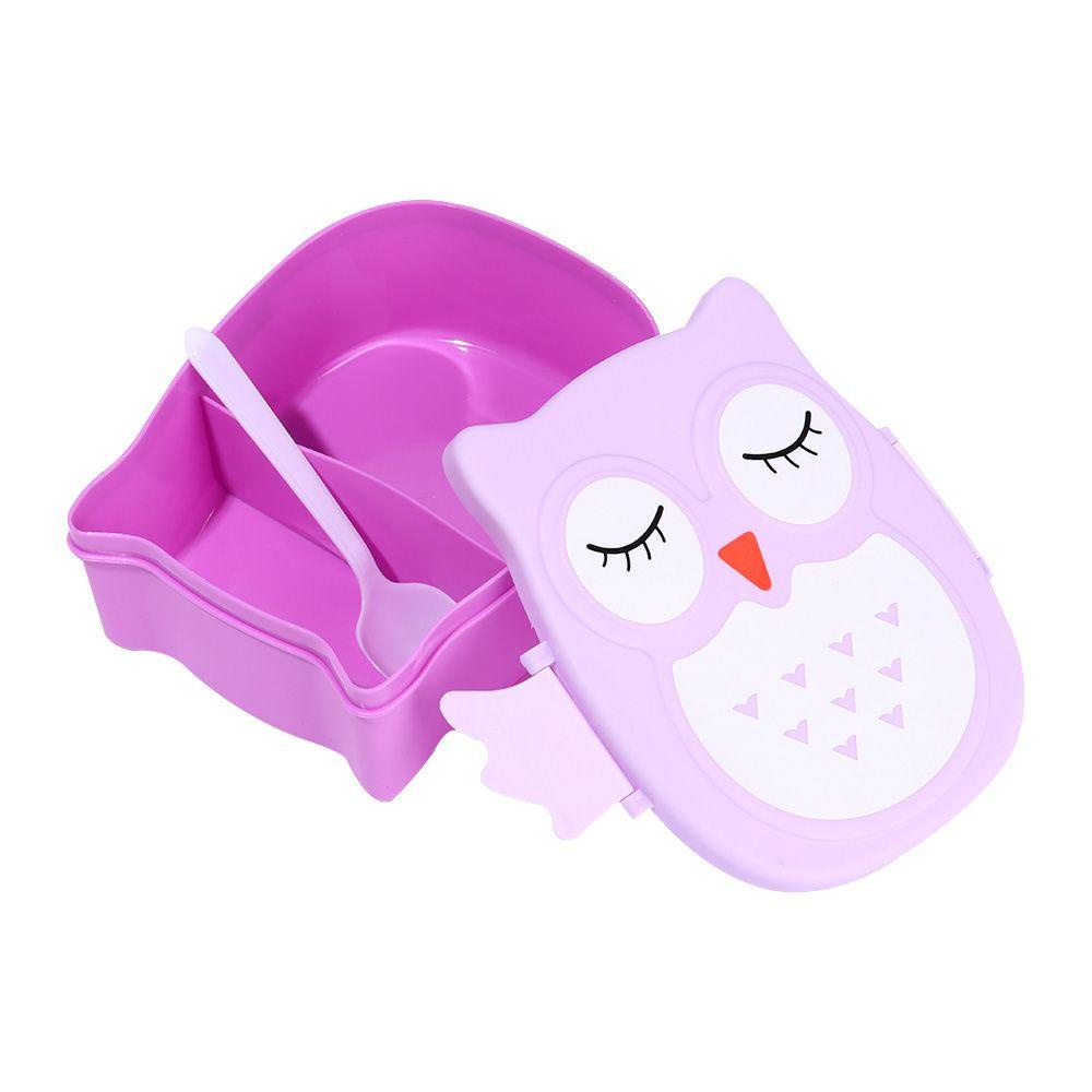 Solighter Lunch Box Kartun Sendok Cute Owl Wadah Makanan