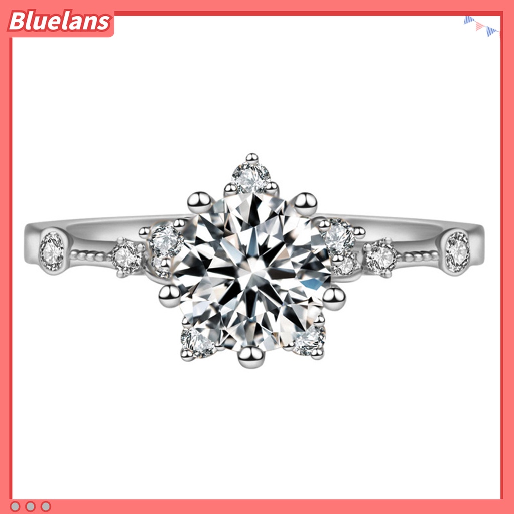 Cincin Model Open end Bentuk Snowflake Bahan Zircon Gaya Retro Untuk Wanita