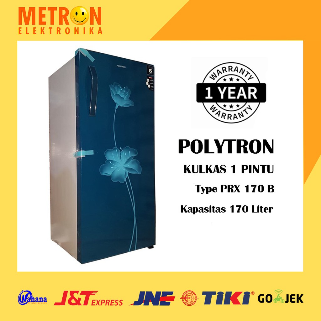 POLYTRON PRX 170 B BLUE METAL KULKAS 1 PINTU 170 LT LITER PRX170