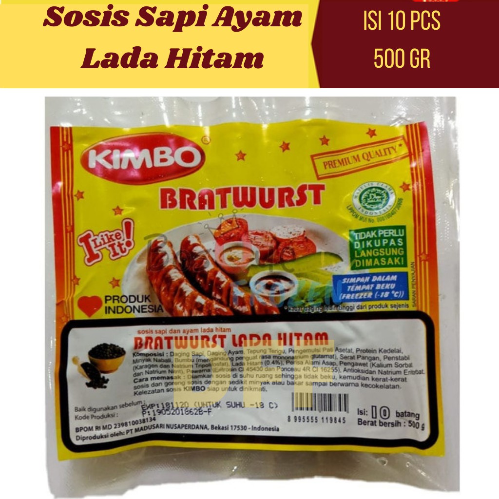 

Sosis Kimbo Lada Hitam 500 gr/Sosis Daging Sapi Ayam Kimbo Lada Hitam Murah