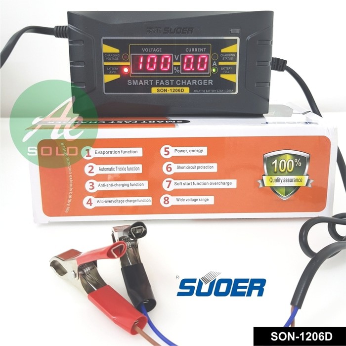 Alat Cas Aki Accu Charger Aki 12V 12Ah-100Ah LCD SUOER SON-1206D