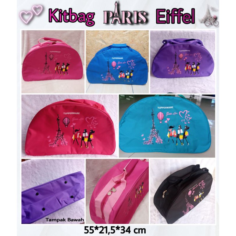 PROMO..... TAS KITBAG PARIS / Tas Piknik Besar / Kitbag Paris Tupperware ( Zipper Bunga Es )