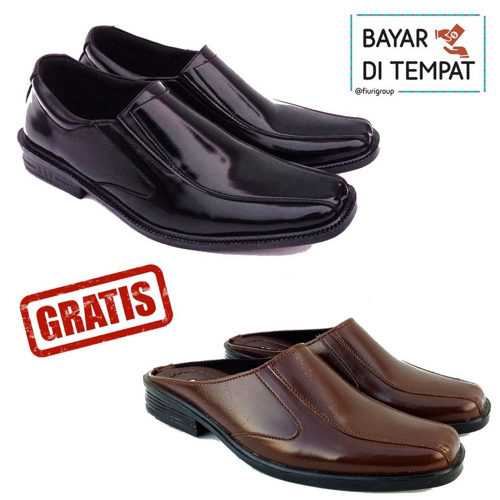 FIURI-SB 6 HITAM 38-43 GRATIS BJ COKLAT- SEPATU PANTOFEL PRIA - SEPATU PANTOFEL SELOP PRIA - SEPATU FORMAL PRIA - SEPATU KERJA PRIA - SEPATU PANTOPEL KANTOR COWOK MURAH - SEPATU COKLAT SLIP ON PRIA - SEPATU SLOP NIKAH PROMO - BUSTONG DISKON - FASHION PRIA