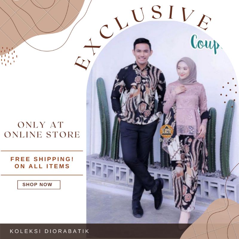 Batik Couple Kebaya Brukat Kalena //M.L.XL.XXLFree Selendang Kemeja Pria Lengan Panjang