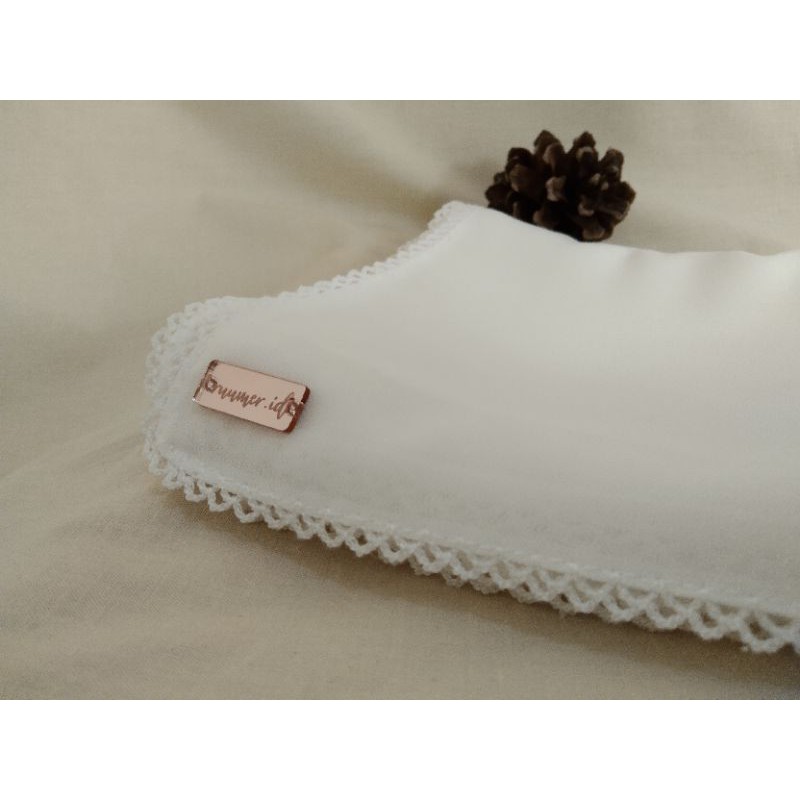 broken white pashmina Crochet Embriodery broken white/putih tulang