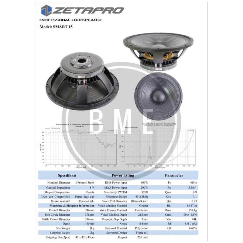 KOMPONEN SPEAKER ZETAPRO SMART 15 INCH ZETAPRO SMART15 1200 WATT