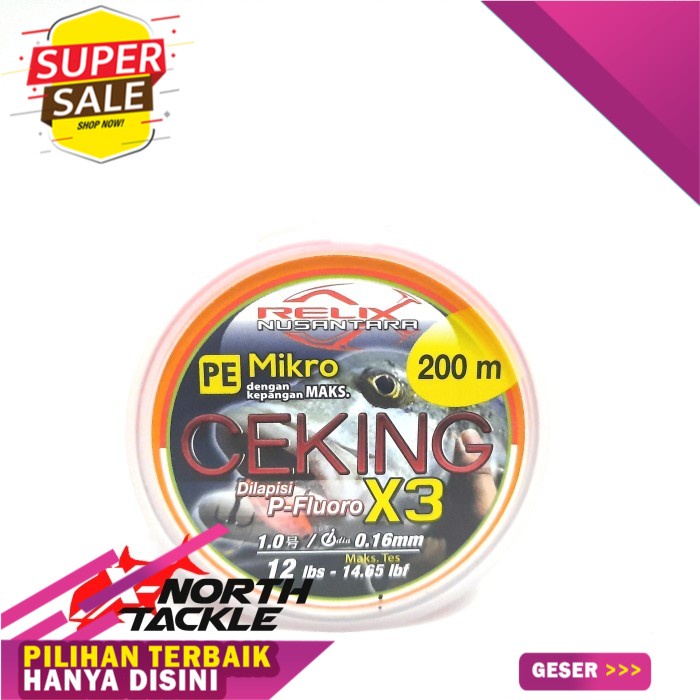 *Promo Murah* SENAR PE RELIX NUSANTARA CEKING X3 200M PE 1.0 - 12LBS - 0.16MM