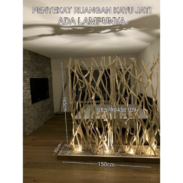 Penyekat ruangan ranting kayu jati unik