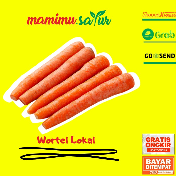 

WORTEL LOKAL SUPER WORTEL LOKAL 500 GR SAYURAN WORTEL FRESH SEGAR WORTEL LOKAL SEGAR 1KG