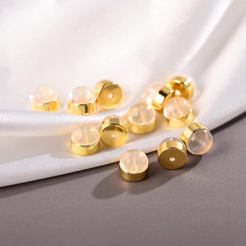 Siy 12pcs Stopper Belakang Anting Tusuk Bahan Silikon Hypoallergenic Warna Goldsilver