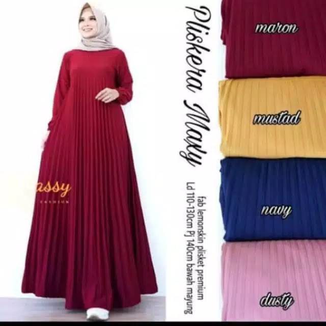 Gamis plisket lengan panjang