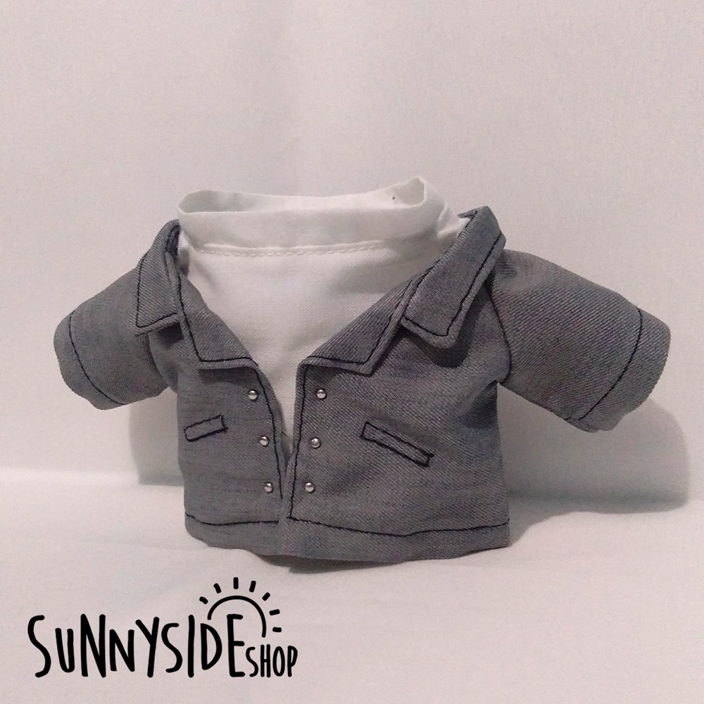 [Doll Clothes] Grey Medium Coat Set Doll 20cm | Kpop Doll - Exo Doll - NCT Doll - BTS Doll