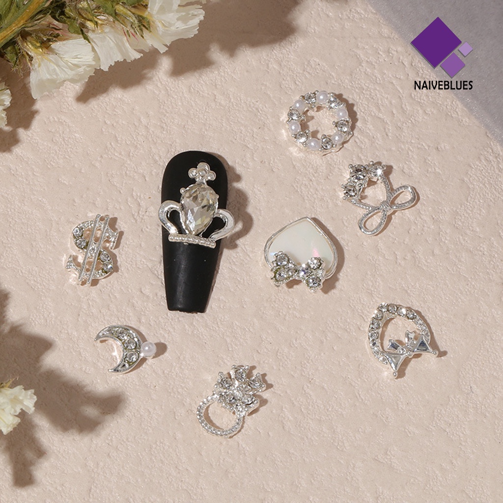 20pcs Ornamen Kuku Bentuk Hati Pita Bahan Alloy Tahan Karat Untuk Perlengkapan Kecantikan