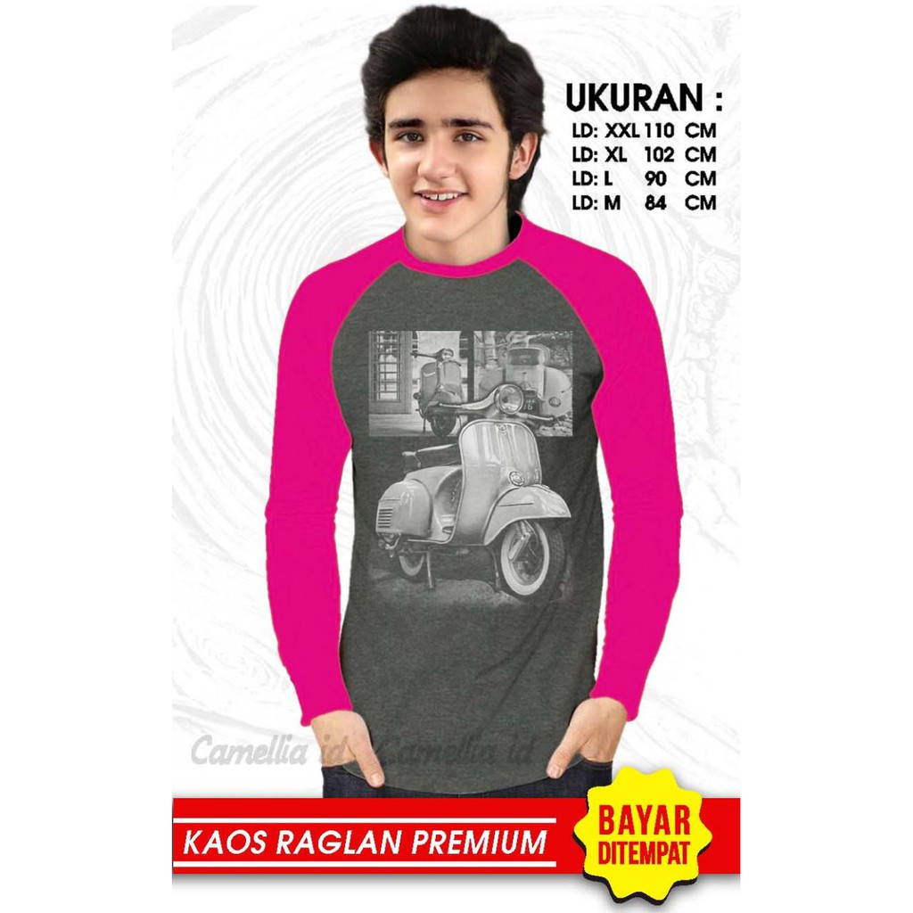 Kaos Raglan (VESPA)/Kaos Pria Lengan Panjang/ Kaos Pria/ Kaos Cowok/ Kaos Oblong/Misty/Ob