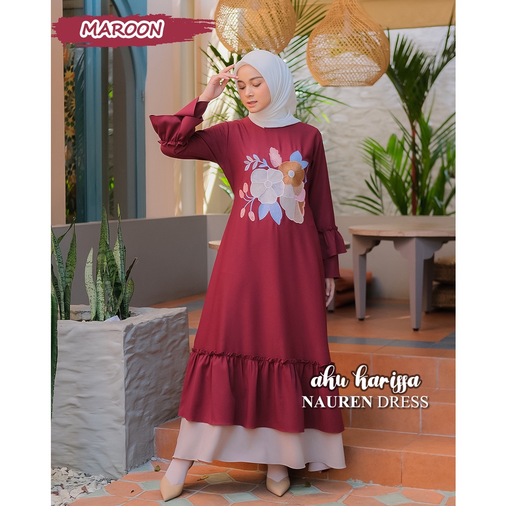 Nauren Dress Bordir ORI AKU KARISSA Bahan ITY Crepe