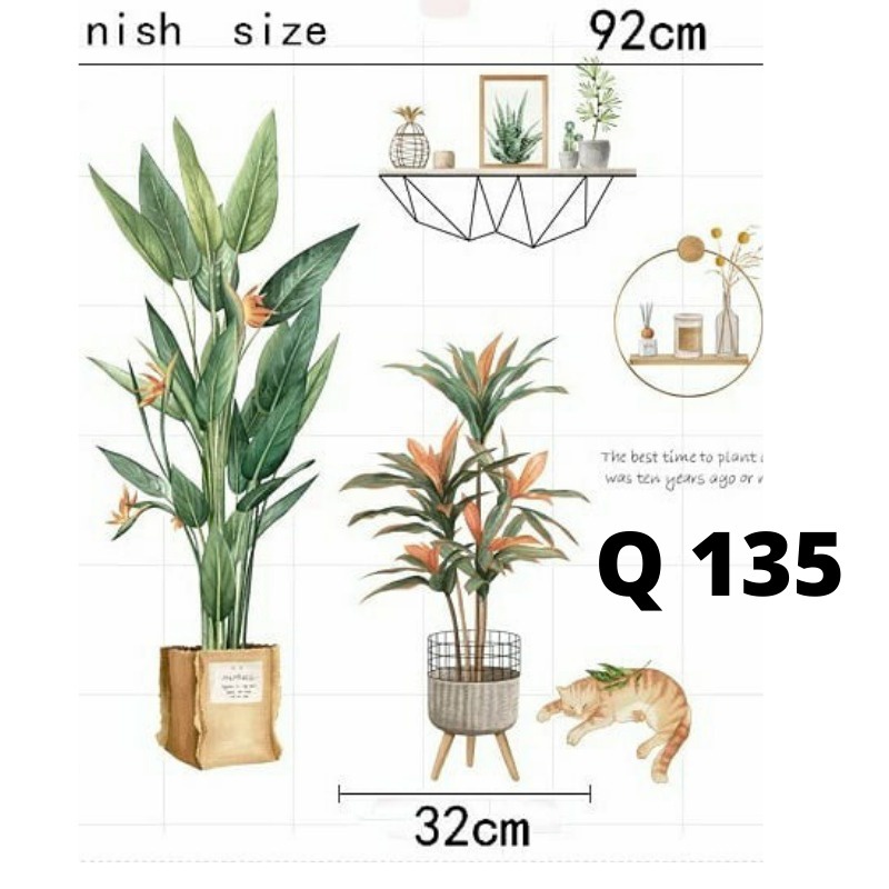 WALLSTIKER WALLSTIKER WALL STICKER STIKER PAPER WALLPAPER DINDING D3 MOTIF TANAMAN HIJAU DAUN POHON KAKTUS MONSTERA DEKORASI CAFE RUMAH PINTU JENDELA CERMIN KACA HIASAN KERAMIK KAMAR MANDI TOILET ANTI AIR WATERPROOF TEGEL KOMPOR KULKAS DAPUR 3D AESTHENTIC-Q135