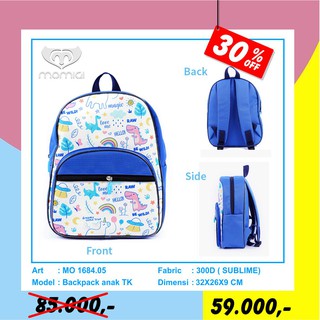  Tas  ransel anak bagpack tk karakter DINO warna hitam biru 