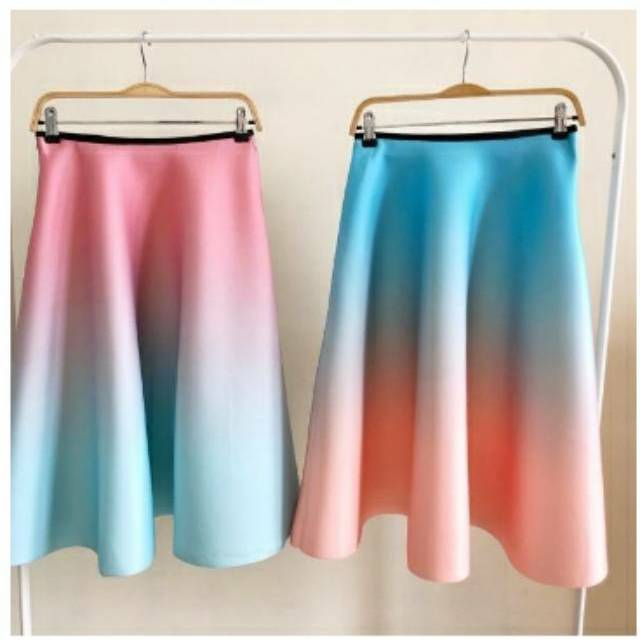 Flare midi skirt - Rok OMBRE Import Bangkok - ROK SCUBA IMPORT - SCUBA PREMIUM