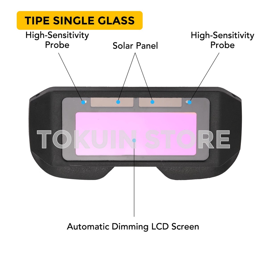 Kacamata Las Otomatis Gelap Kaca Mata Las Listrik Auto Dark Welding Glass Googles