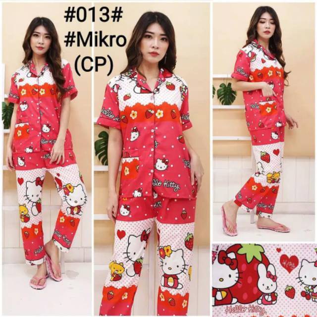 VIBELLECP - CP Vibelle shop grosir baju tidur piyama karakter fashion murah wanita-CP H!K STRAWBERRY
