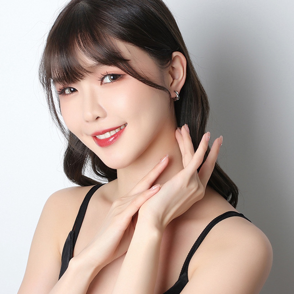 Hu Hu Hu Hu Hu Alat Bantu Pasang Kacamata♡ 1 Pasang Anting Bentuk Bulat Warna Kontras Gaya Hip Hop Untuk Wanita