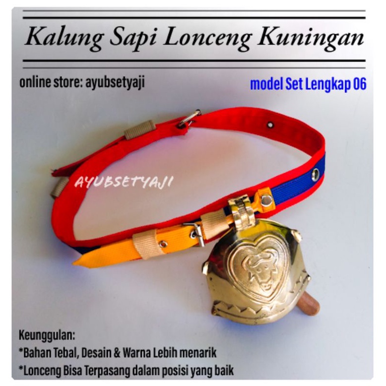 Kalung Lonceng Sapi Kalung Kambing model Set lengkap 06 Bel bandul Lonceng Kuningan Tali kontes lomb