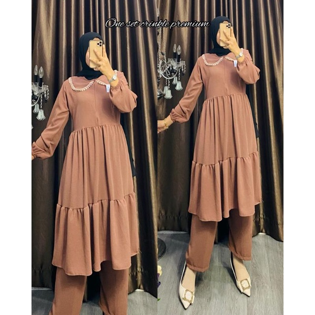 ONESET CRINKEL RENDA | GROSIR PAKAIAN WANITA TERMURAH MEDAN