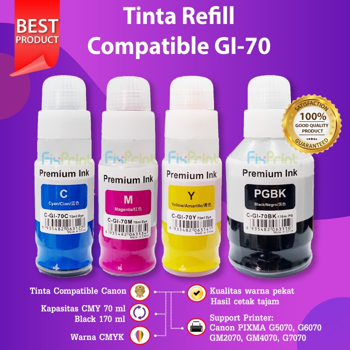 Tinta Pengganti Original Canon GI 70 GI70 Compatible GM2070 GM4070