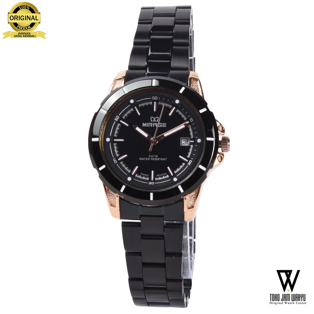 Mirage 8713L-C Jam Tangan Wanita - Rosegold Black - Stainless Steel Bracelet
