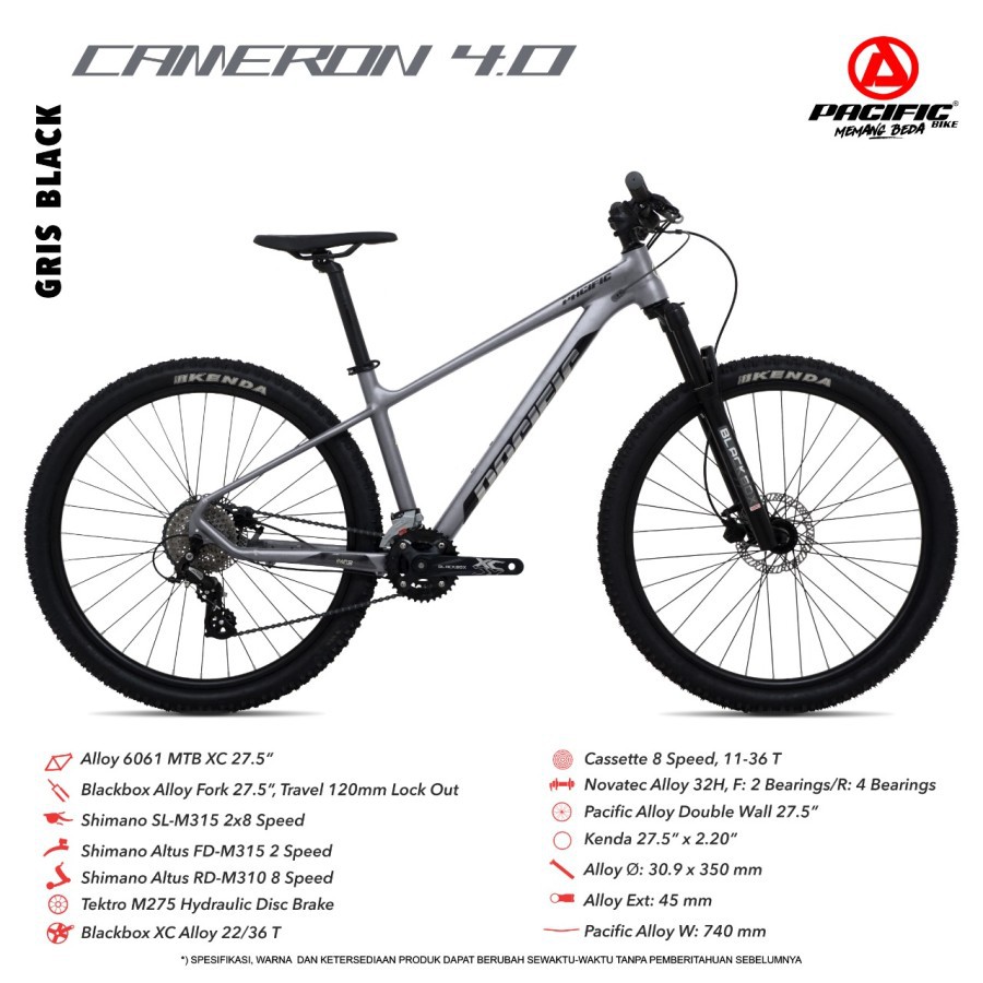 SEPEDA GUNUNG PACIFIC CAMERON 4.0 FRAME ALLOY 27.5'' 8 SPEED HYDRAULIC DISC BRAKE MTB