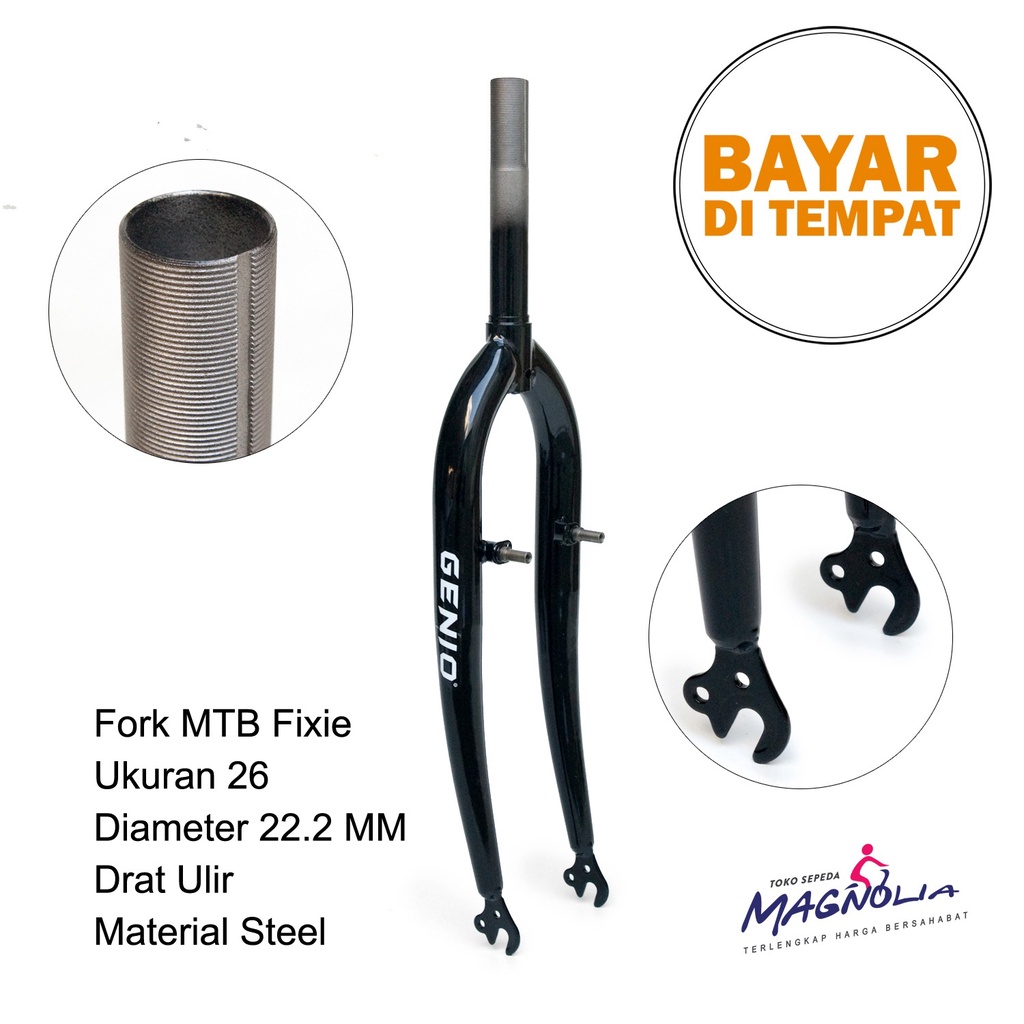 Garpu Fork Sepeda MTB Minion Fixie Ukuran 26 Genio Size 22.2 V-Brake Komponen Sepeda