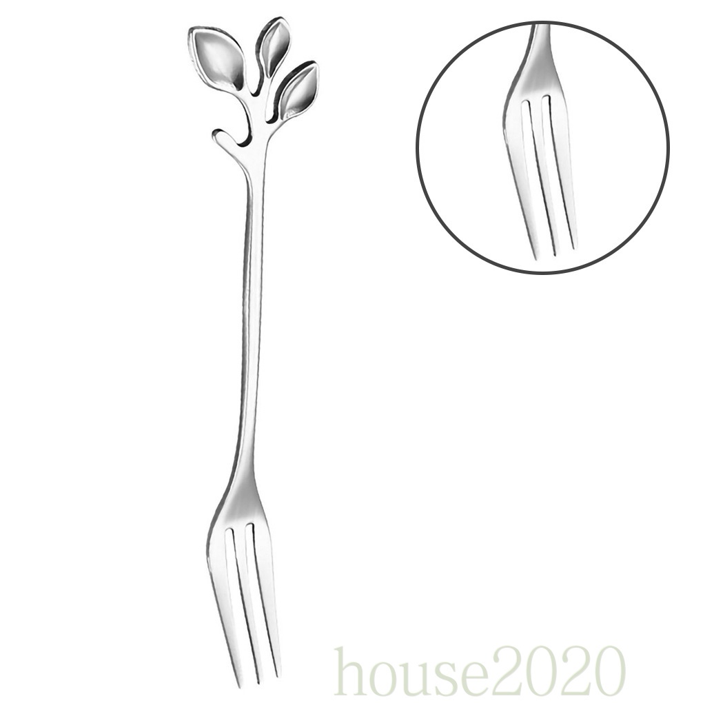 [HOUSE2020]Dessert Snack Fork Home Restaurant Stainless Steel Tableware Fruit Cake Ice Cream Fork, Silver